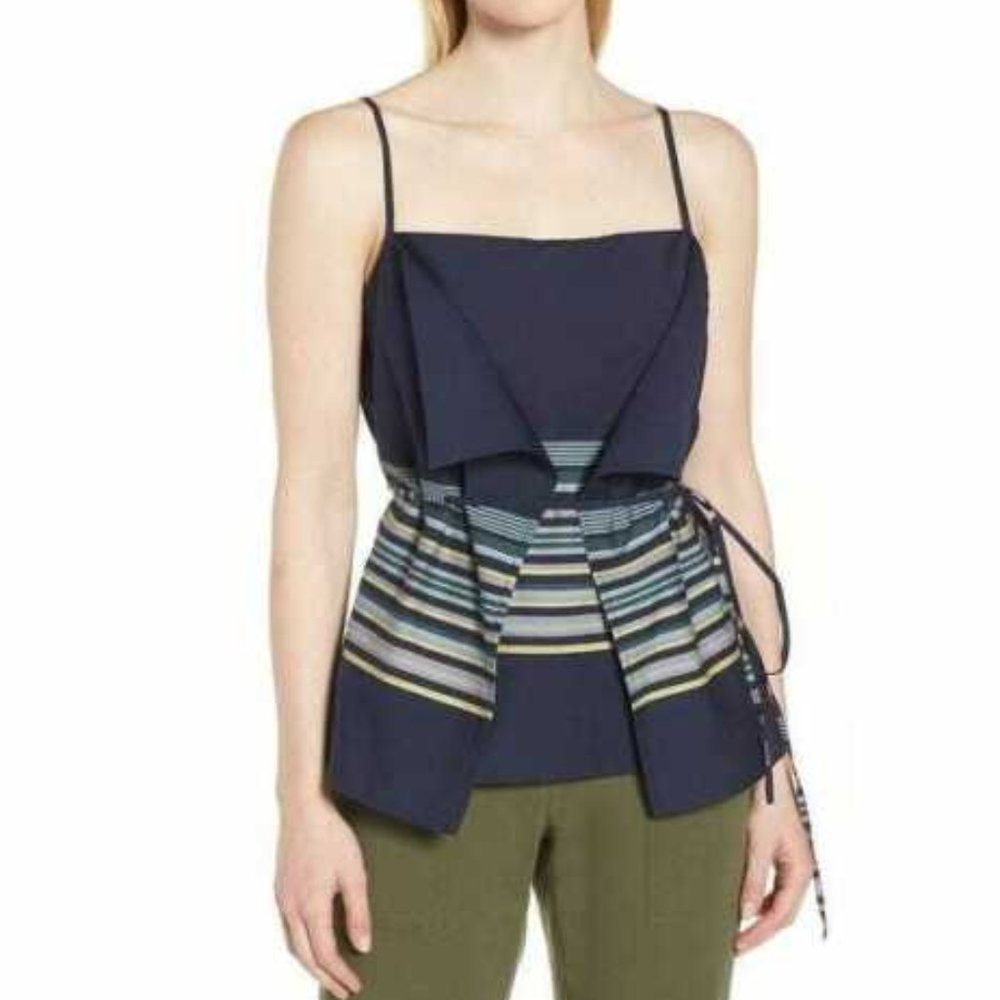 Nordstrom Signature women's L tie waist spaghetti strap pool party tank top